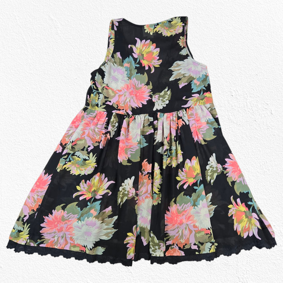 Maeve Anthropologie Black Floral V Neck Fit & Flare Semi Sheer Dress Size Small - Picture 9 of 9